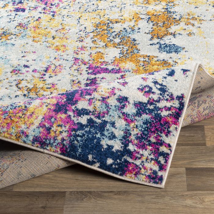 Tapis Salon Lavable Machine 60x90 Cm – Motif Lotus Doré/Violet – Poils Courts, Doux, Anti-Dérapant – Descente De Lit