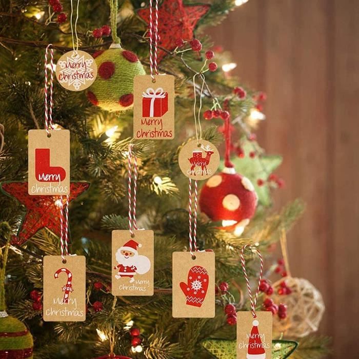 Étiquettes Cadeau Noël Kraft,Etiquette Cadeau Noel,Étiquette en