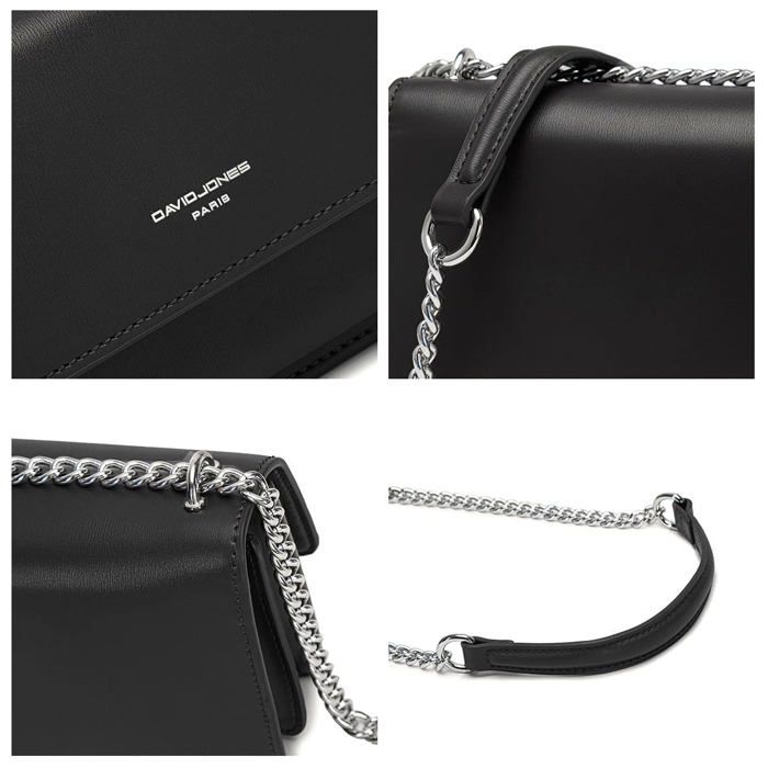 Courroie De Sac à Main En Cuir Et Chaîne – Gris Et Noir – Accessoire Sac