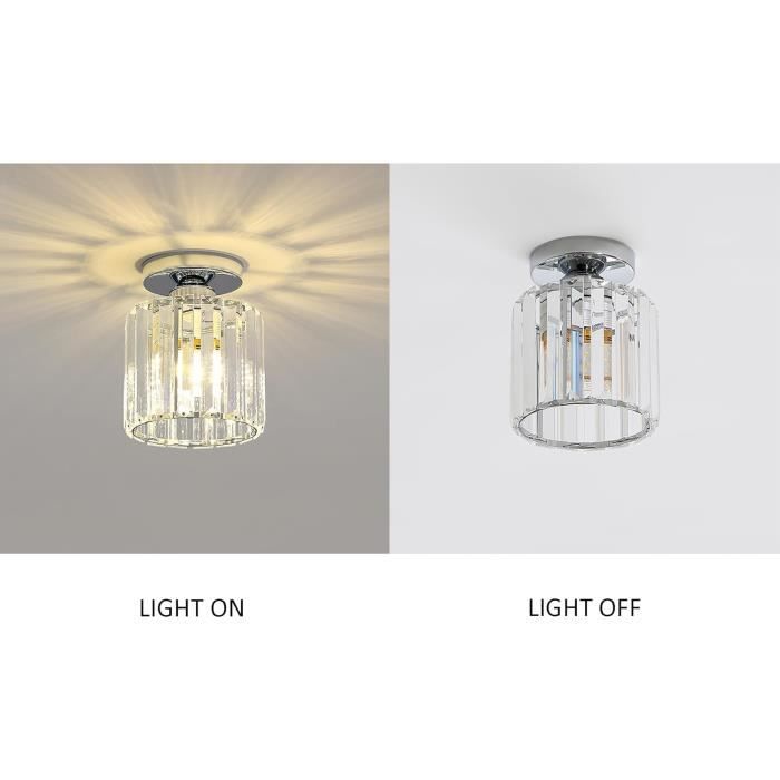 Lustre Cristal Moderne Doré ANWIO - Plafonnier E27 400mm, Design Enveloppant, Pour Salon, Salle à Manger, Chambre (sans Ampoule)
