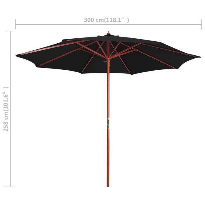 VidaXL Parasol Déporté 300 Cm Avec Lumières LED Solaires – Toile Terre Cuite Anti-UV – Parasol Jardin & Terrasse Très Stable