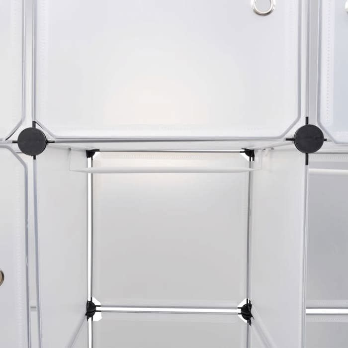 Armoire Modulaire, Étagères Modulaires, Armoire Organisateur de Vêtements Modulaire pour la Maison, Étagère de Rangement pour Chambre à Coucher, 20 Modules, 2 Barres, 192x140 cm, Blanc