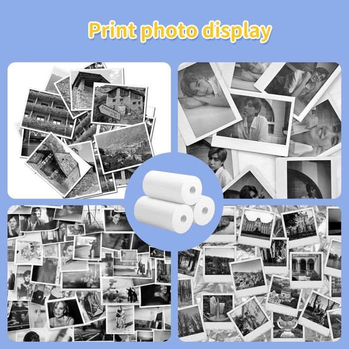 DIAMOOKY 5 Rouleaux De Papier Thermique – Pour Appareil Photo Instantané Enfant – 5,5 X 2,5 Cm – Impression Haute Définition – Sans Encre – Accessoire Recharge