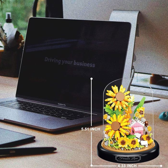 Felicify Construction de Fleurs avec Lumière LED, 596 PCS Jeux de Construction Fleurs avec Housse de Protection, Bloc de Construction Fleurs, Décoration de Maison pour Adultes (Coccinelle