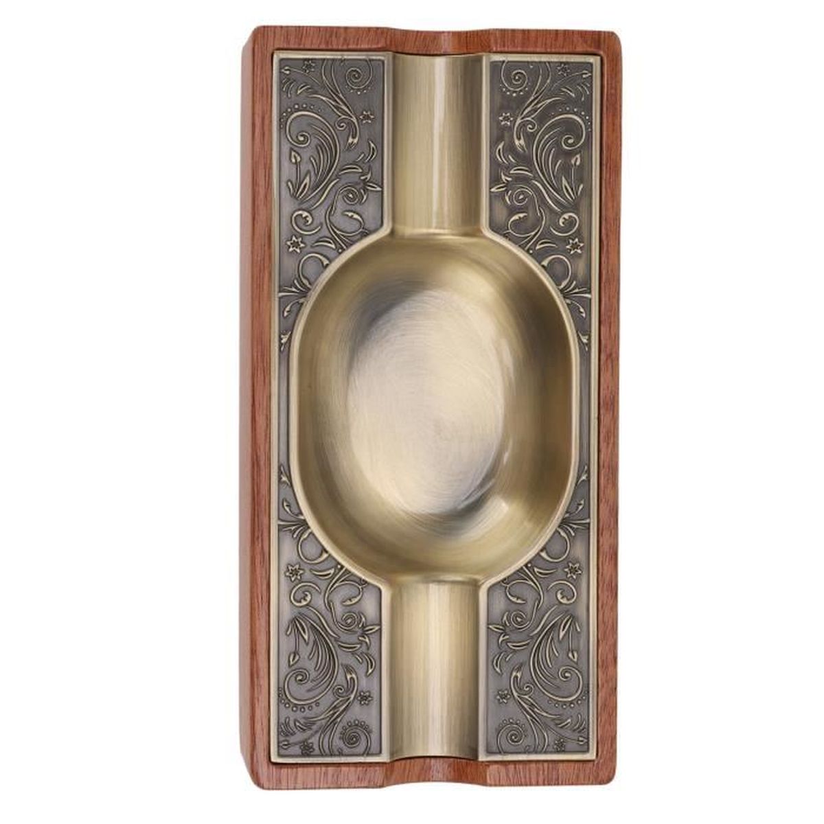 Cendrier Vintage En Laiton Doré 11,5 Cm - Avec Symboles M - Objet Déco Fumeur
