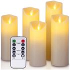 YIWER LED bougie sans flamme, lot de 5 PCS, la mèche oscillante, des simulations de la flamme,avec télécommande,la batterie durable,
