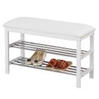 IDIMEX Meuble à chaussures SANA banc avec assise et 2 étagères rangement pour 8 paires en bois massif de coloris blanc