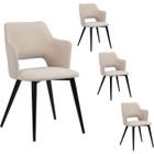 MEUBLES COSY Lot de 4 Chaises de Salle à Manger - Siège en Tissu Beige, Pieds en Métal Noir - Style Scandinave