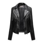 Veste en cuir pour moto femme - MOBIGARLAN - Bomber col montant - Noir - Grande taille