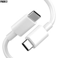 2x Câble USB-C vers USB-C Charge Rapide pour Samsung Galaxy A13 A14 A24 A34 M13 M23 5G - Blanc 1M