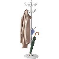 CASARIA® Porte-manteau avec socle Blanc en marbre 14 crochets 37x37x175cm portemanteau sur pieds stable tête pivotante