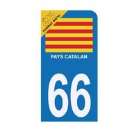 Autocollant Sticker Plaque d’immatriculation Moto 66 Drapeau Catalan