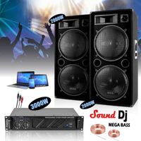 Pack Sono Ibiza Sound 7000W Total 2 Enceintes 2000W - Ampli ventilé 3000W - Câbles - Mariage - Salle des fêtes - DJ - Soirée