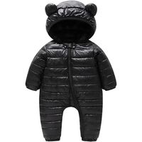 Kit Savon Enfant Nouveau-né infantile bébé filles garçons hiver chaud habit de neige ours oreilles à capuche combinaison,noir,73cm