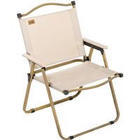 Chaise de plage camping pliante - poignée - structure acier aspect bois oxford beige 54x59x78cm Beige