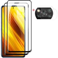 2 Pack pour Xiaomi Poco X3 NFC Noir Verre Trempé + 2 Pack Verre Trempé Caméra Arrière Protecteur Anti-Rayures 9H Dureté