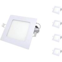 Spot LED Extra Plat Downlight Carré 6W Blanc (Pack de 5) - Blanc Froid 6000K - 8000K