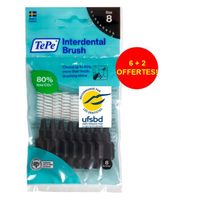 Brossettes interdentaires TePe Originales, noir 1.5mm ISO 8, 1 sachet de 8 brossettes