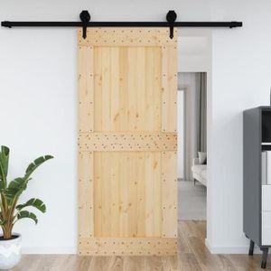 PORTE COULISSANTE ANSELF Kit porte coulissante porte de grange bois Porte Système de Porte Porte d'Entrée 100 x 210 cm Design uni