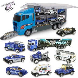 VEHICULE RADIOCOMMANDE Voiture de Police Camion Porteur pour Enfant de Voitures, Cadeau pour Garçons Mini Jouet Véhicule