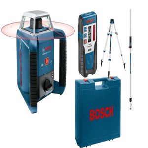 Bosch Professional Laser rotatif GRL 400 H (Commande par bouton unique,  Portée: 400 m (diamètre), coffret de transport) & 0601091200 Trépied Bleu