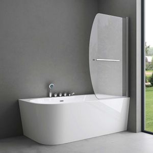 PORTE DE BAIGNOIRE Paroi de baignoire 90x140cm Sogood Cortona 112 pare baignoire 1 volet pivotant en verre de sécurité transparent de 6mm