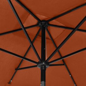 PARASOL Parasol avec LED et mât en acier Terre cuite 2x3 m - AYNEFY - Orange