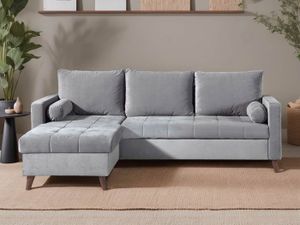 POLAR - Canapé d'angle réversible convertible - en velours au design scandinave - 4 places Couleur - Gris clair