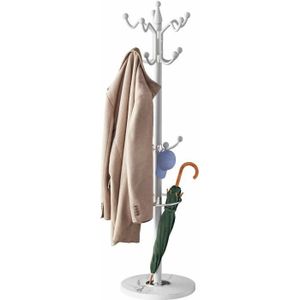 PORTE-MANTEAU CASARIA® Porte-manteau avec socle Blanc en marbre 14 crochets 37x37x175cm portemanteau sur pieds stable tête pivotante