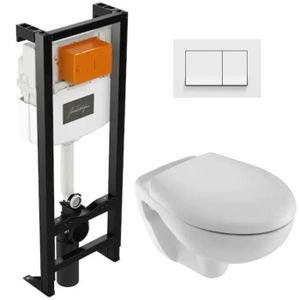 WC - TOILETTES Lot bâti-support plaque blanche cuvette mideo jacob abattant standard