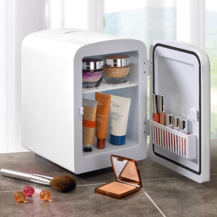 Mini frigo 8 litres Beauté Réfrigérateur, 2 en 1 miroir de maquillage Soins  de la peau avec réfrigérateur LED, chaud Cooler Portable Compact petit