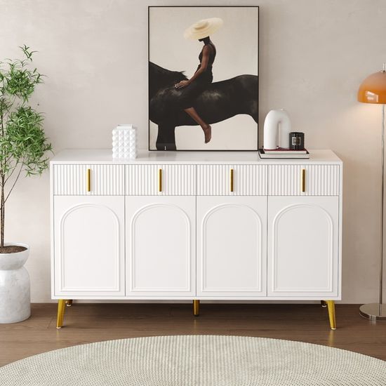Küchenschrank LUGO Unter Spüle – 80x52,8x82 Cm, Acrylfront Weiß, Grifflos, Verstellbare Füße