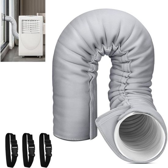 Gaine Isolation Tuyau Climatisation - Protection Thermique Imperméable - 152x56cm Avec 3 Sangles - Pour Diam. 12.7 à 15 Cm