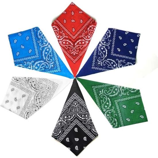 Lot 23 Bandanas Coton Paisley 54x54 Cm – Multicolores Rouge Bleu Rose Noir Jaune Vert Violet – Foulard Cheveux Homme Femme Accessoire Mode