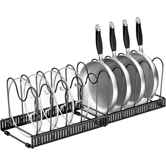 Lot De 4 Supports Réglables Pour Couvercles De Casseroles - En Acier Inoxydable, Longueur 9 à 84 Cm, Pour Tiroir Ou Mur