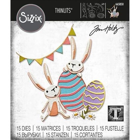 Lot 12 Dies Découpe Katy Sue - Thème Printemps & Pâques | Lapins, Fleurs, Couronnes | Format A4