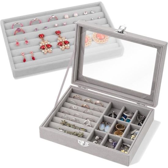 Petite Boîte à Bijoux En Bois Avec Couvercle Transparent – Organisateur Boucles D’oreilles, Rangement élégant Pour Accessoires