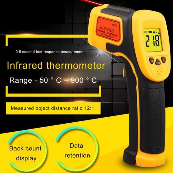 -50 ~ 900 ° Thermomètre infrarouge Cuisine / Corps humain / Industriel sans batterie AS530