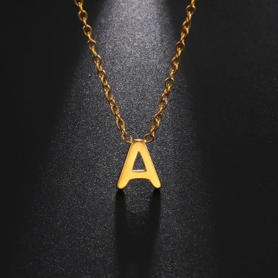 Collier Chaîne 50cm Avec Pendentif Lettre R – Acier Inoxydable Hypoallergénique (neuf)