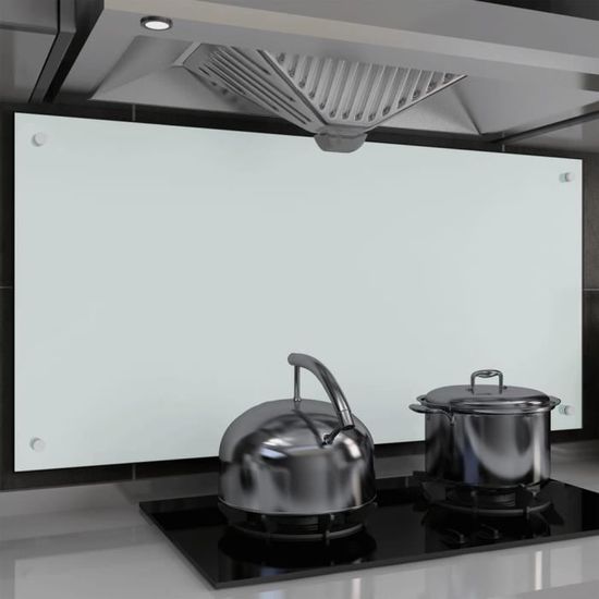 915484Haut de gamme® Dosseret de cuisine Crédence Cuisine - FOND DE HOTTE - Blanc 120 x 60 cm Verre trempé