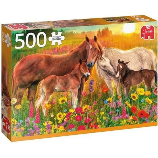 jumbo puzzle chevaux dans la prairie 500 pieces cdiscount jeux jouets