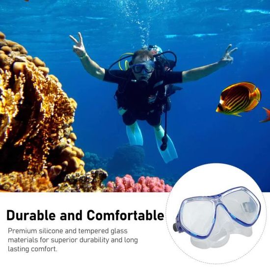 ZHU Lunettes de plongée Silicone sangle ajustable Verre trempé monture