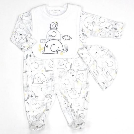 Ensemble De Naissance Layette Bebe Mixte Pyjama Bonnet Bavoir Garcon Fille Blanc Cdiscount Pret A Porter