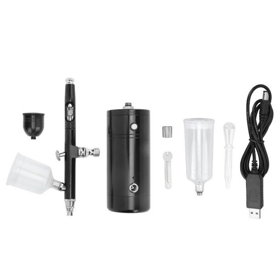 Kit D'aérographe Avec Compresseur – 48 PSI Rechargeable Sans Fil Non Obstruant Haute Pression Avec Buse De 0,3 Mm Et Brosse De Nettoyage Pour Nail Art, Maquillage, Peinture, Décoration De Gâteaux