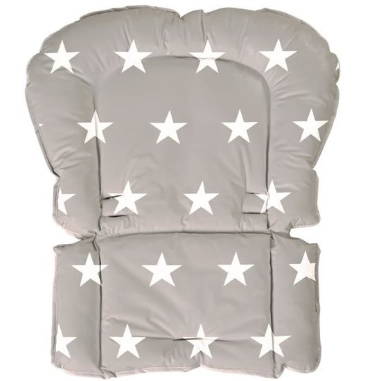 Coussin pour chaise haute universelle ROBA Little Stars - Gris et blanc - Confortable et lavable