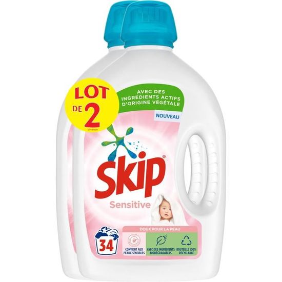 Skip lessive liquide sensitive 3x37 lavages (lot 2+1 gratuit)