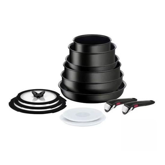 Batterie Cuisine Tefal Ingenio IH Rose 10 Pièces - Induction + Tous Feux, Anti-adhésif Titanium 6X, Poêles, Casseroles