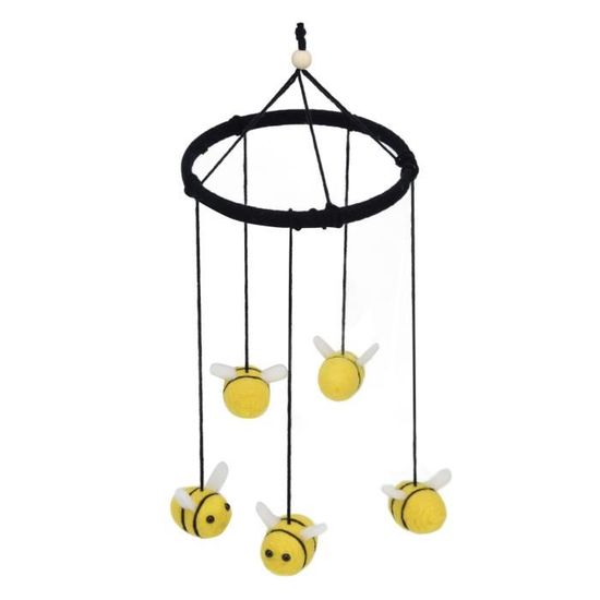 Mobile Bébé Goki En Bois - Motif Abeille Et Coccinelle - Dimensions 29x38 Cm - Pour Lit Ou Décoration Chambre