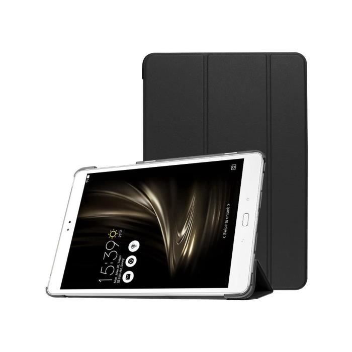 Coque pour ASUS ZenPad 3S 10 Z500M 9.7 Pouces Tablette Etui Titulaire Stand Housse en Cuir Fonction Sommeil-Réveil Automatique Noir
