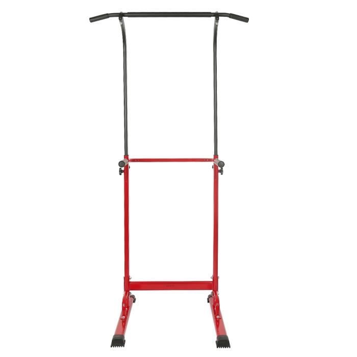 LAIZERE® PULL UP FITNESS MULTIFONCTION ROUGE BARRE DE TRACTION ADJUSTABLE